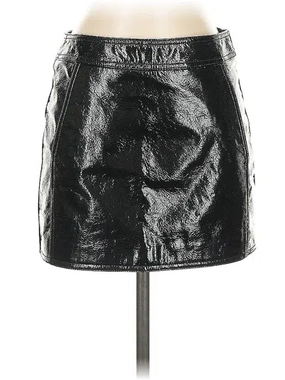Pre-owned Assorted Brands Faux Leather Skirt In Black