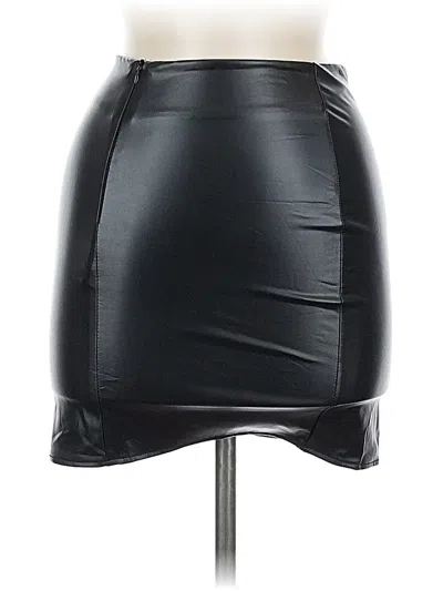 Pre-owned Assorted Brands Faux Leather Skirt In Black