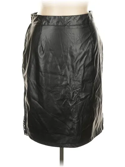 Pre-owned Assorted Brands Faux Leather Skirt In Black