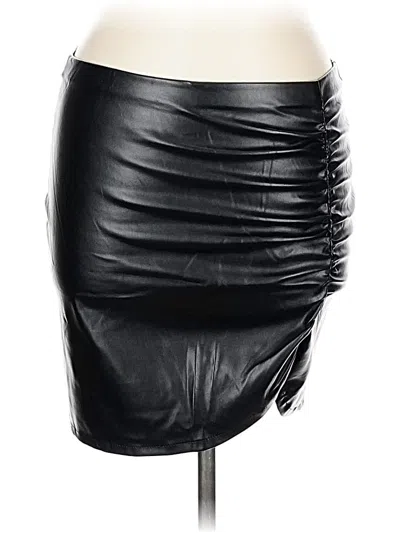 Pre-owned Assorted Brands Faux Leather Skirt In Black