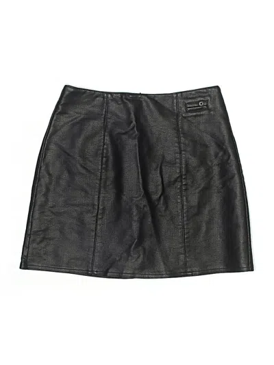 Pre-owned Assorted Brands Faux Leather Skirt In Black