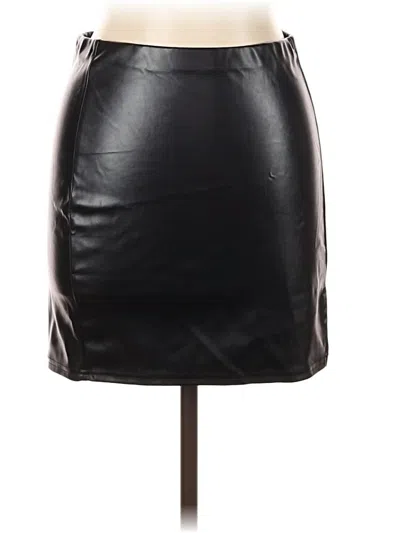 Pre-owned Assorted Brands Faux Leather Skirt In Black