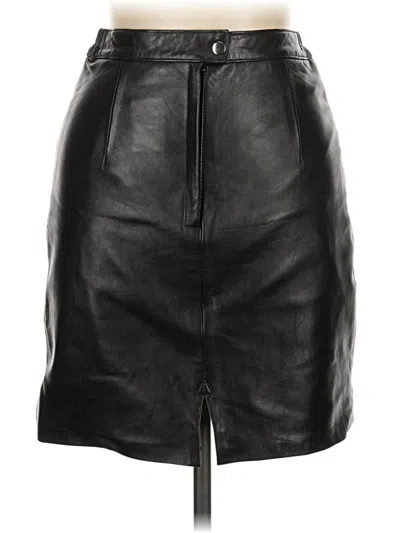 Pre-owned Assorted Brands Faux Leather Skirt In Black