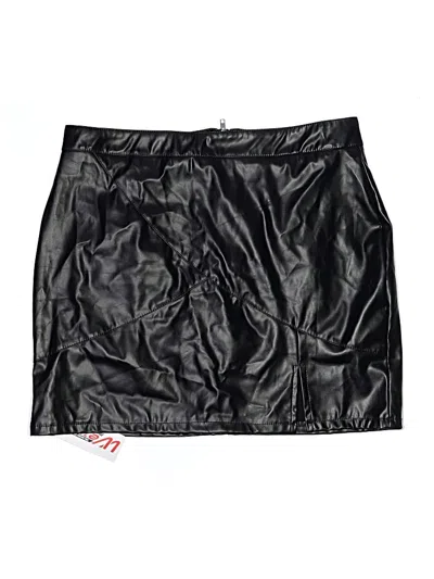 Pre-owned Assorted Brands Faux Leather Skirt In Black