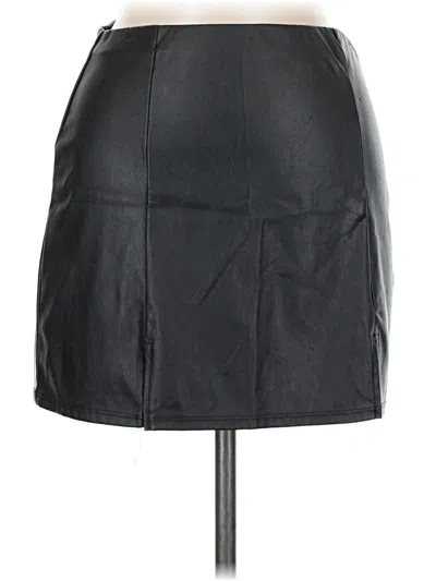 Pre-owned Assorted Brands Faux Leather Skirt In Black
