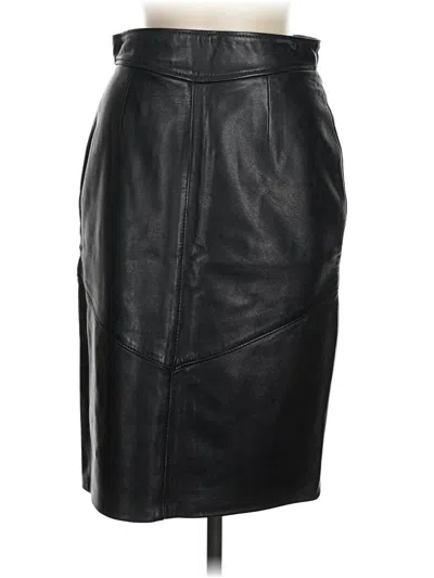 Pre-owned Assorted Brands Faux Leather Skirt In Black