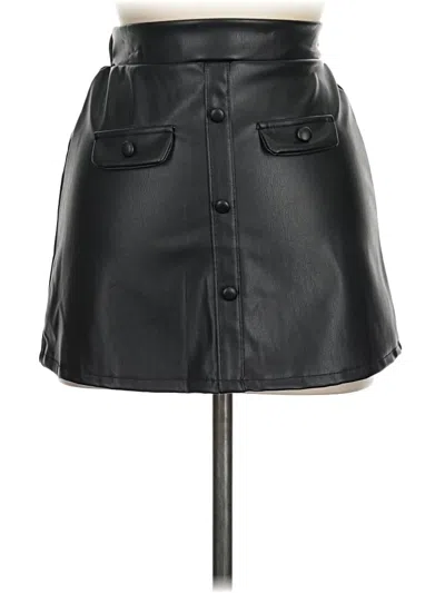 Pre-owned Assorted Brands Faux Leather Skirt In Black
