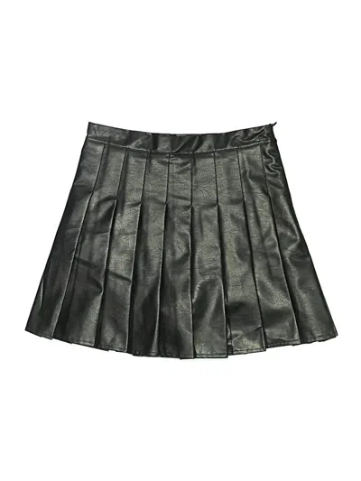 Pre-owned Assorted Brands Faux Leather Skirt In Black