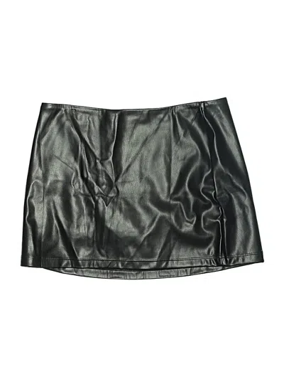 Pre-owned Assorted Brands Faux Leather Skirt In Black