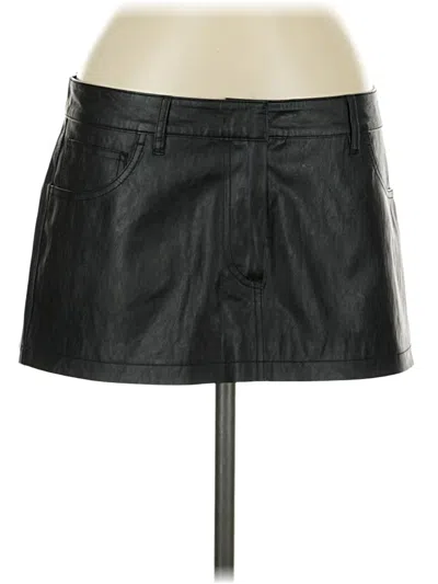 Pre-owned Assorted Brands Faux Leather Skirt In Black