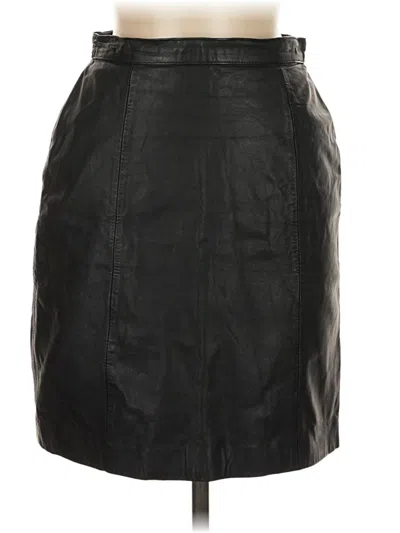 Pre-owned Assorted Brands Faux Leather Skirt In Black