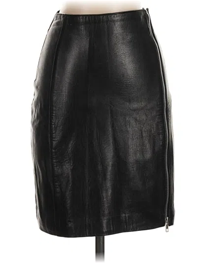 Pre-owned Assorted Brands Faux Leather Skirt In Black