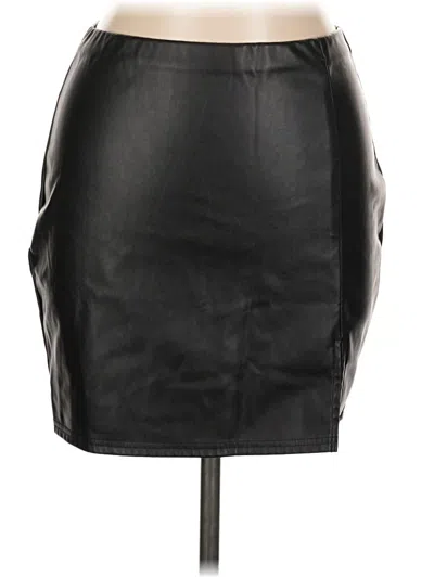 Pre-owned Assorted Brands Faux Leather Skirt In Black
