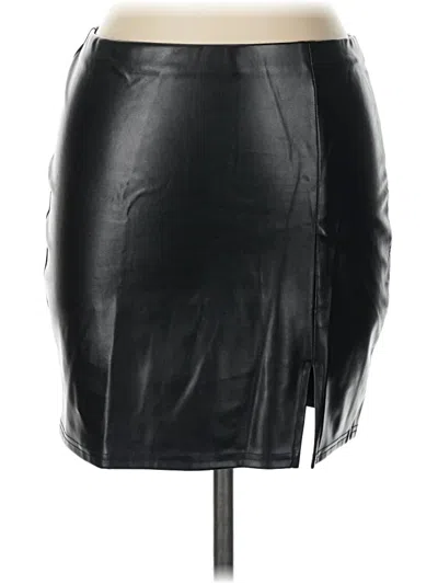 Pre-owned Assorted Brands Faux Leather Skirt In Black