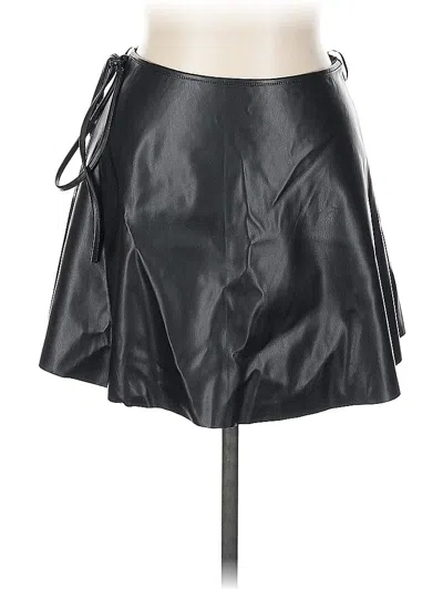 Pre-owned Assorted Brands Faux Leather Skirt In Black
