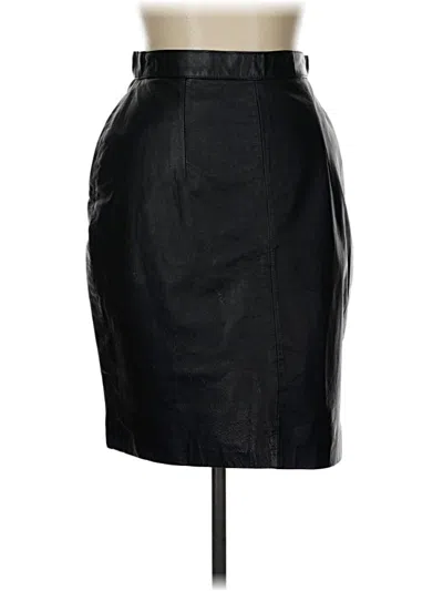 Pre-owned Assorted Brands Faux Leather Skirt In Black
