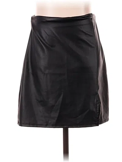 Pre-owned Assorted Brands Faux Leather Skirt In Black