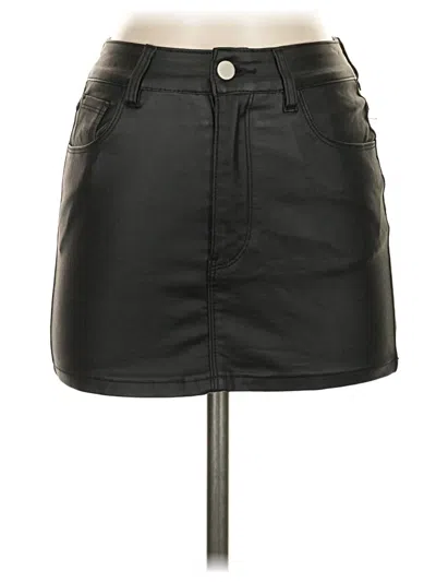 Pre-owned Assorted Brands Faux Leather Skirt In Black