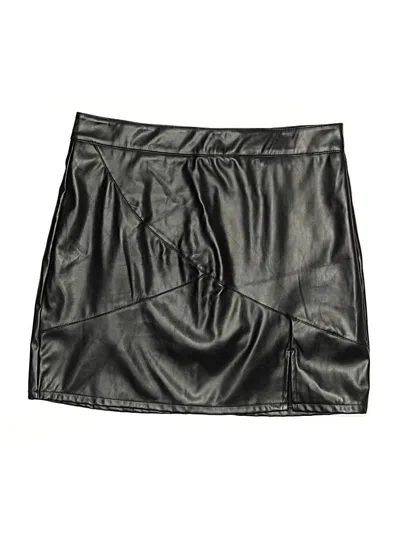 Pre-owned Assorted Brands Faux Leather Skirt In Black