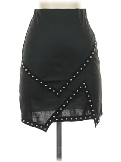 Pre-owned Assorted Brands Faux Leather Skirt In Black