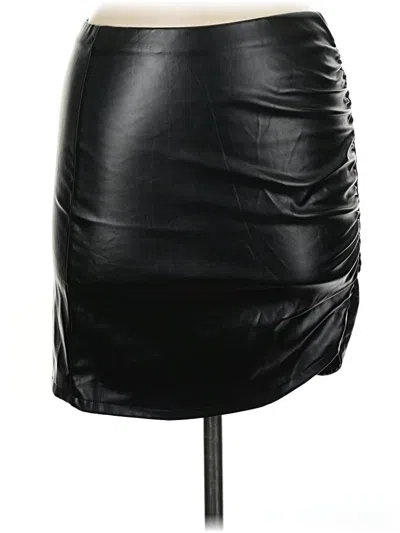 Pre-owned Assorted Brands Faux Leather Skirt In Black