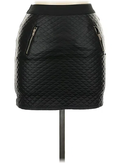 Pre-owned Assorted Brands Faux Leather Skirt In Black