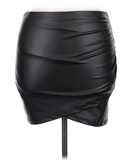 Pre-owned Assorted Brands Faux Leather Skirt In Black