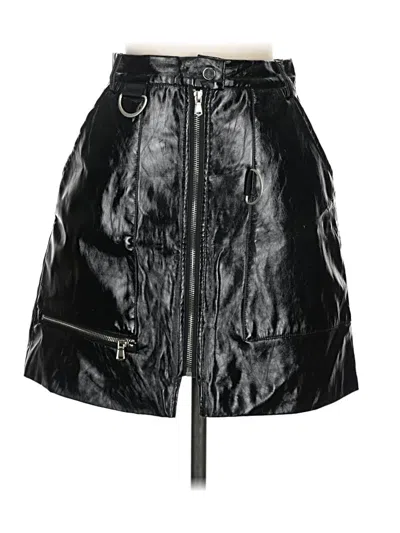 Pre-owned Assorted Brands Faux Leather Skirt In Black