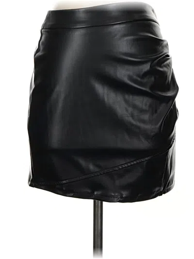 Pre-owned Assorted Brands Faux Leather Skirt In Black