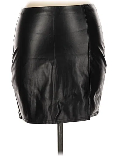 Pre-owned Assorted Brands Faux Leather Skirt In Black