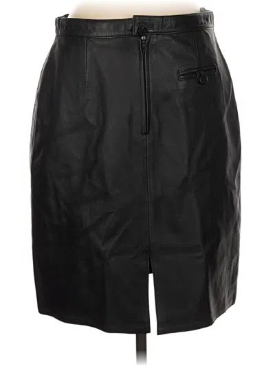 Pre-owned Assorted Brands Faux Leather Skirt In Black