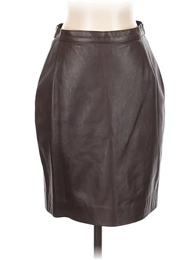 Pre-owned Assorted Brands Faux Leather Skirt In Brown