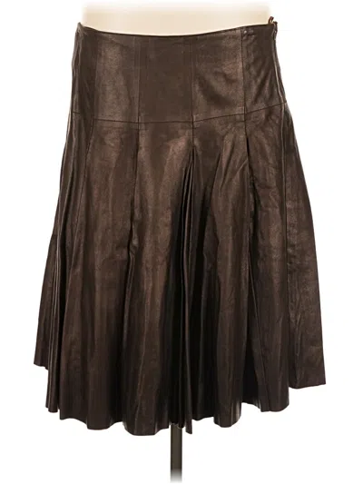 Pre-owned Assorted Brands Faux Leather Skirt In Brown