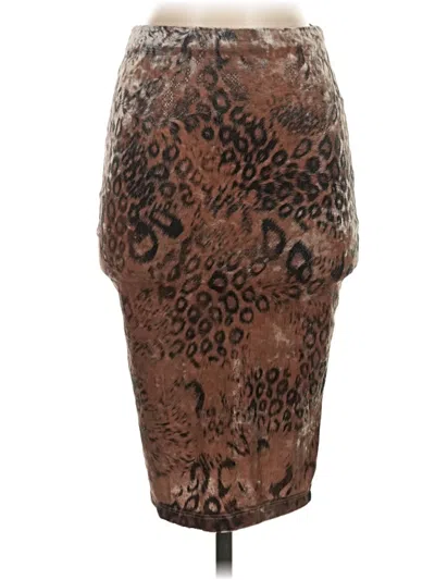Pre-owned Assorted Brands Faux Leather Skirt In Brown