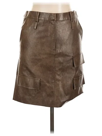 Pre-owned Assorted Brands Faux Leather Skirt In Brown