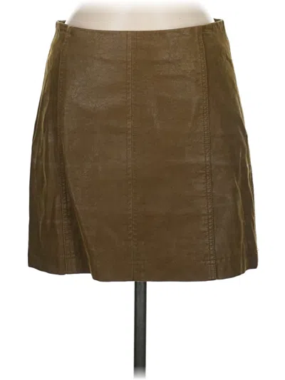 Pre-owned Assorted Brands Faux Leather Skirt In Brown