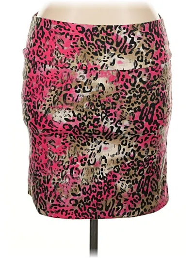 Pre-owned Assorted Brands Faux Leather Skirt In Pink