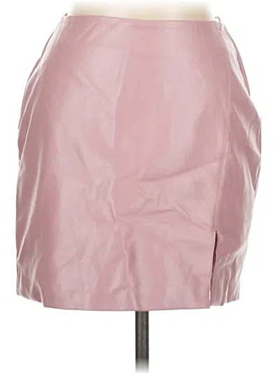 Pre-owned Assorted Brands Faux Leather Skirt In Pink