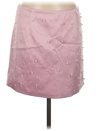 Pre-owned Assorted Brands Faux Leather Skirt In Pink