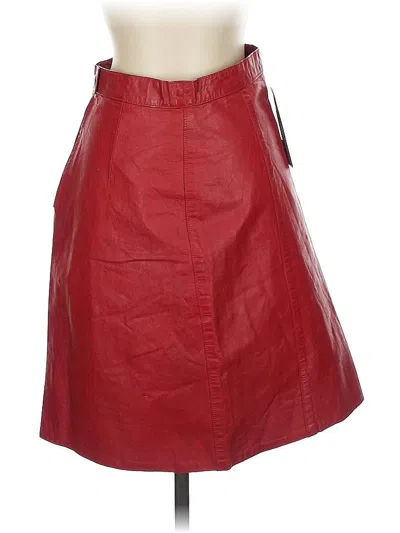 Pre-owned Assorted Brands Faux Leather Skirt In Red