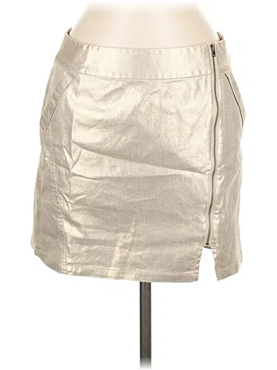 Pre-owned Assorted Brands Faux Leather Skirt In Silver