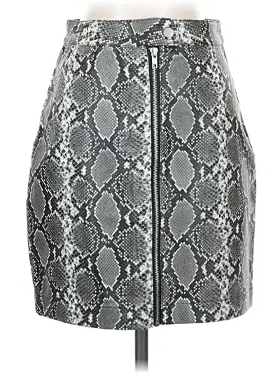 Pre-owned Assorted Brands Faux Leather Skirt In Silver