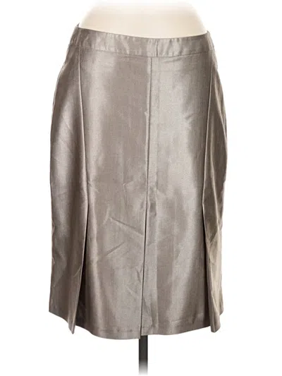 Pre-owned Assorted Brands Faux Leather Skirt In Silver