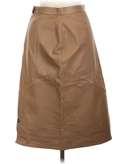 Pre-owned Assorted Brands Faux Leather Skirt In Tan