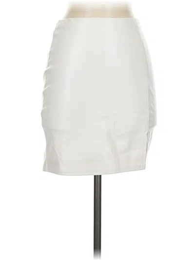 Pre-owned Assorted Brands Faux Leather Skirt In White