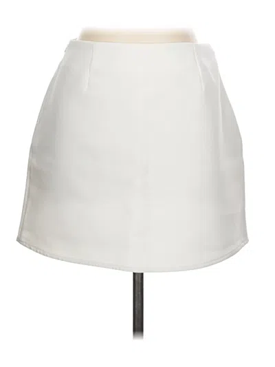 Pre-owned Assorted Brands Faux Leather Skirt In White