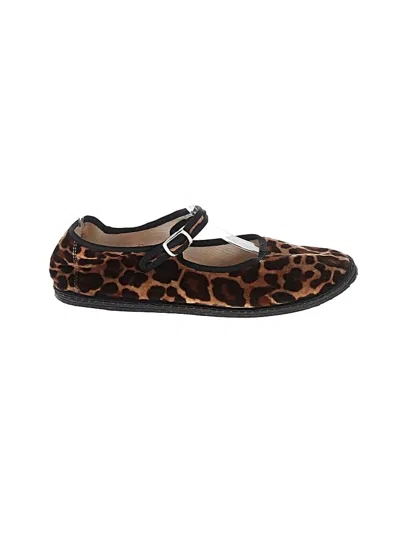 Pre-owned Assorted Brands Flats In Brown
