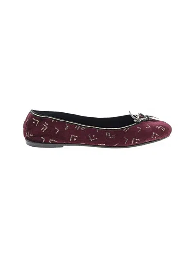 Pre-owned Assorted Brands Flats In Burgundy