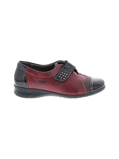 Pre-owned Assorted Brands Flats In Burgundy