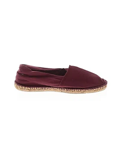Pre-owned Assorted Brands Flats In Burgundy